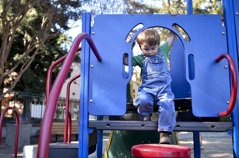 Child Exploring Playground Equipment